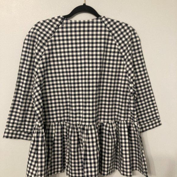 Victoria Beckham for Target Peplum Blouse Size Large Deep Navy & White Check 3/4 - Picture 7 of 7